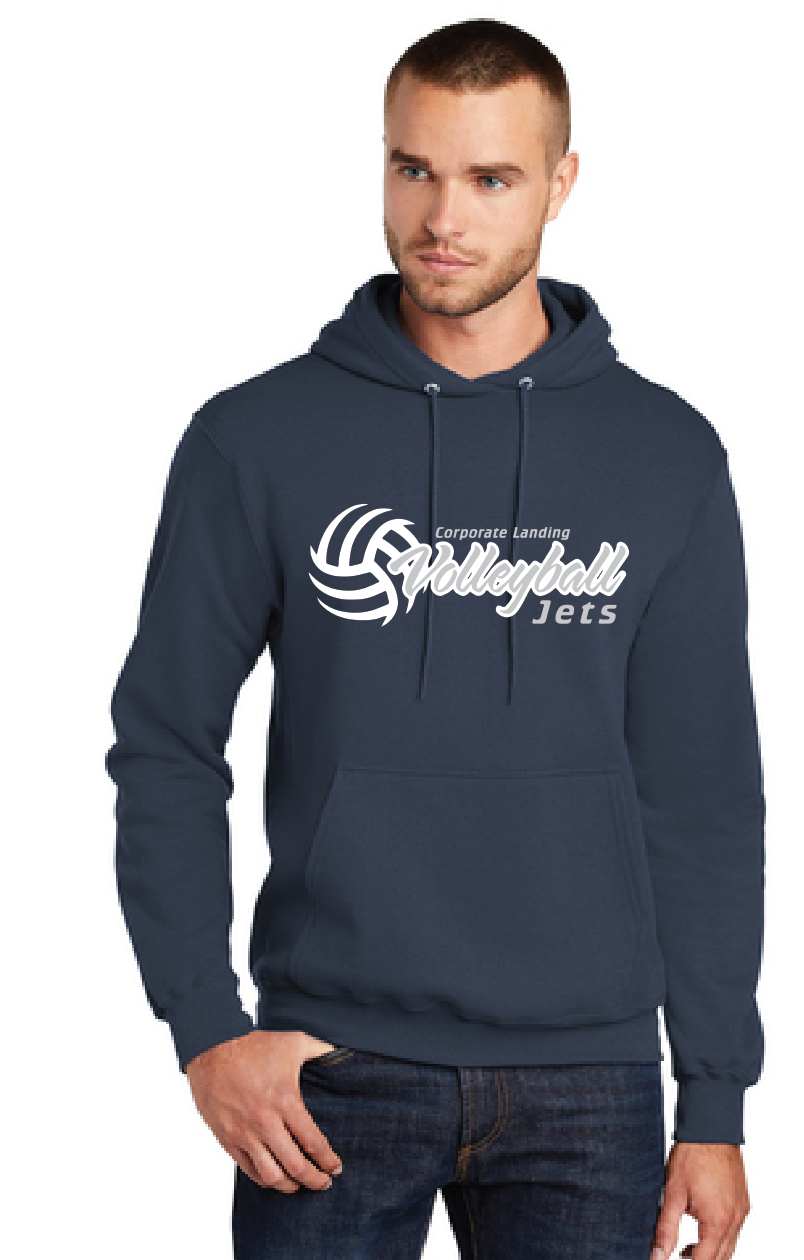 Fleece Pullover Hooded Sweatshirt / Navy / Corporate Landing Middle School Volleyball