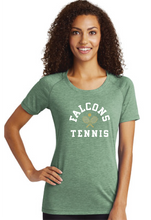 Ladies Tri-Blend Wicking Raglan Tee / Forest Green Heather / Cox High School Tennis