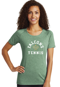 Ladies Tri-Blend Wicking Raglan Tee / Forest Green Heather / Cox High School Tennis