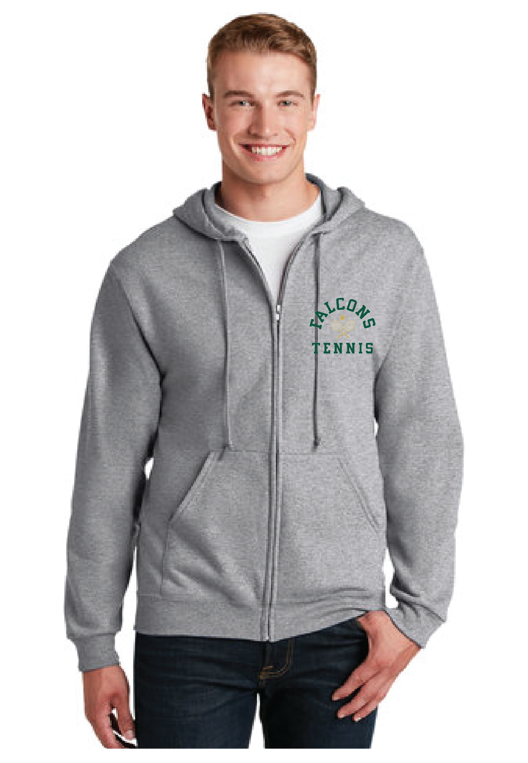 Full-Zip Hooded Sweatshirt / Athletic Heather / Cox High School Tennis