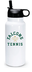 32oz Stainless Steel Water Bottle / White / Cox High School Tennis