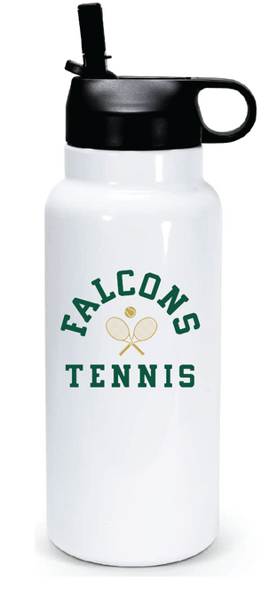 32oz Stainless Steel Water Bottle / White / Cox High School Tennis