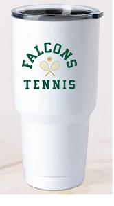 30oz Stainless Steel Tumbler / White / Cox High School Tennis