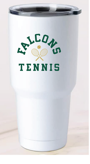 30oz Stainless Steel Tumbler / White / Cox High School Tennis