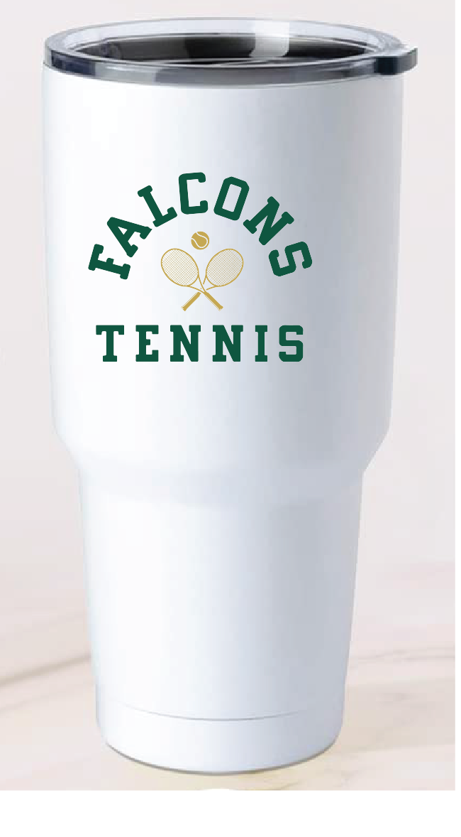 30oz Stainless Steel Tumbler / White / Cox High School Tennis