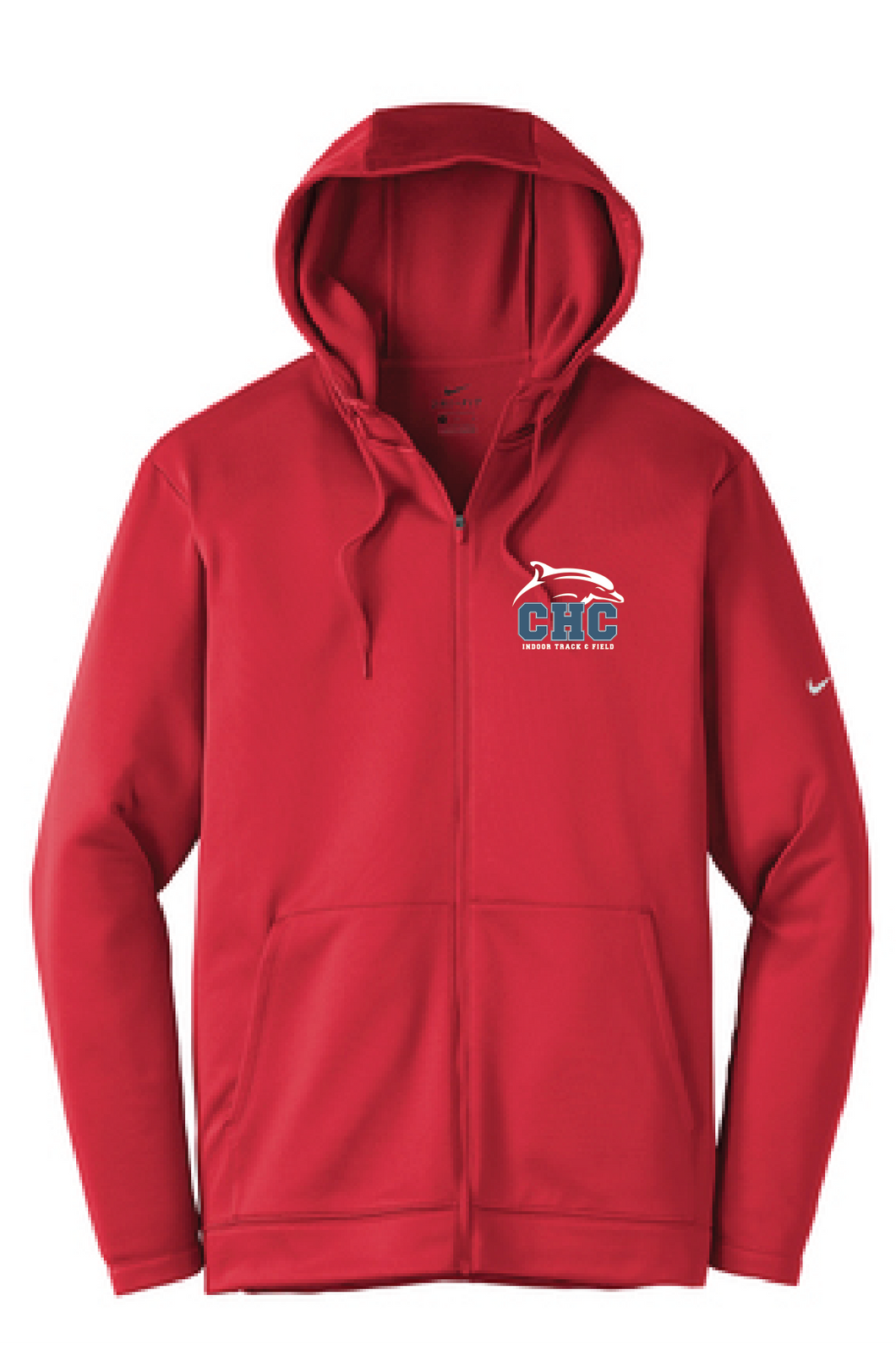 Nike Therma-FIT Full-Zip Fleece Hoodie / Gym Red / Cape Henry Collegiate Indoor Track & Field