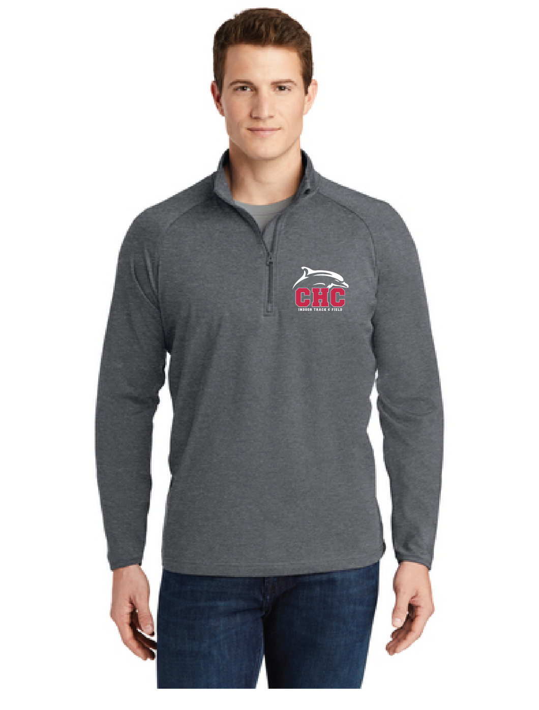 Stretch 1/2-Zip Pullover / Charcoal Grey Heather / Cape Henry Collegiate Indoor Track & Field