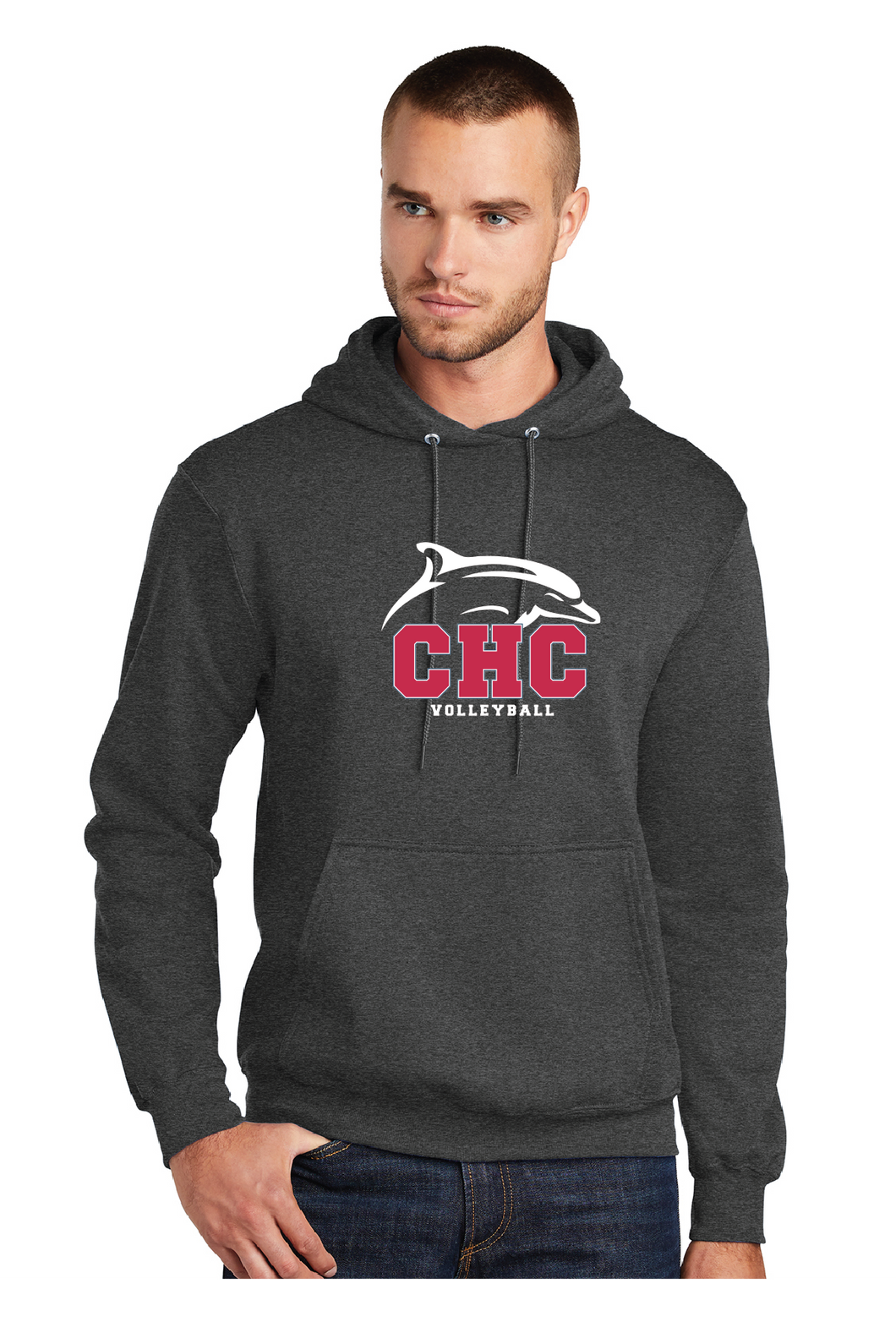 Core Fleece Pullover Hooded Sweatshirt / Dark Heather Charcoal / Cape Henry Collegiate Volleyball