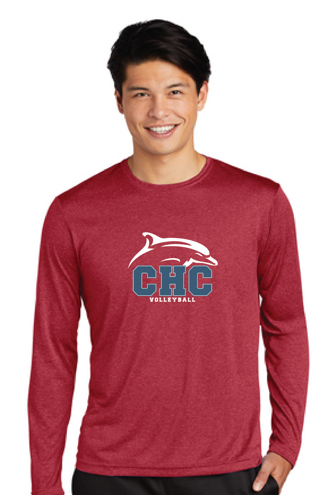 Long Sleeve Performance Tee / Red / Cape Henry Collegiate Volleyball