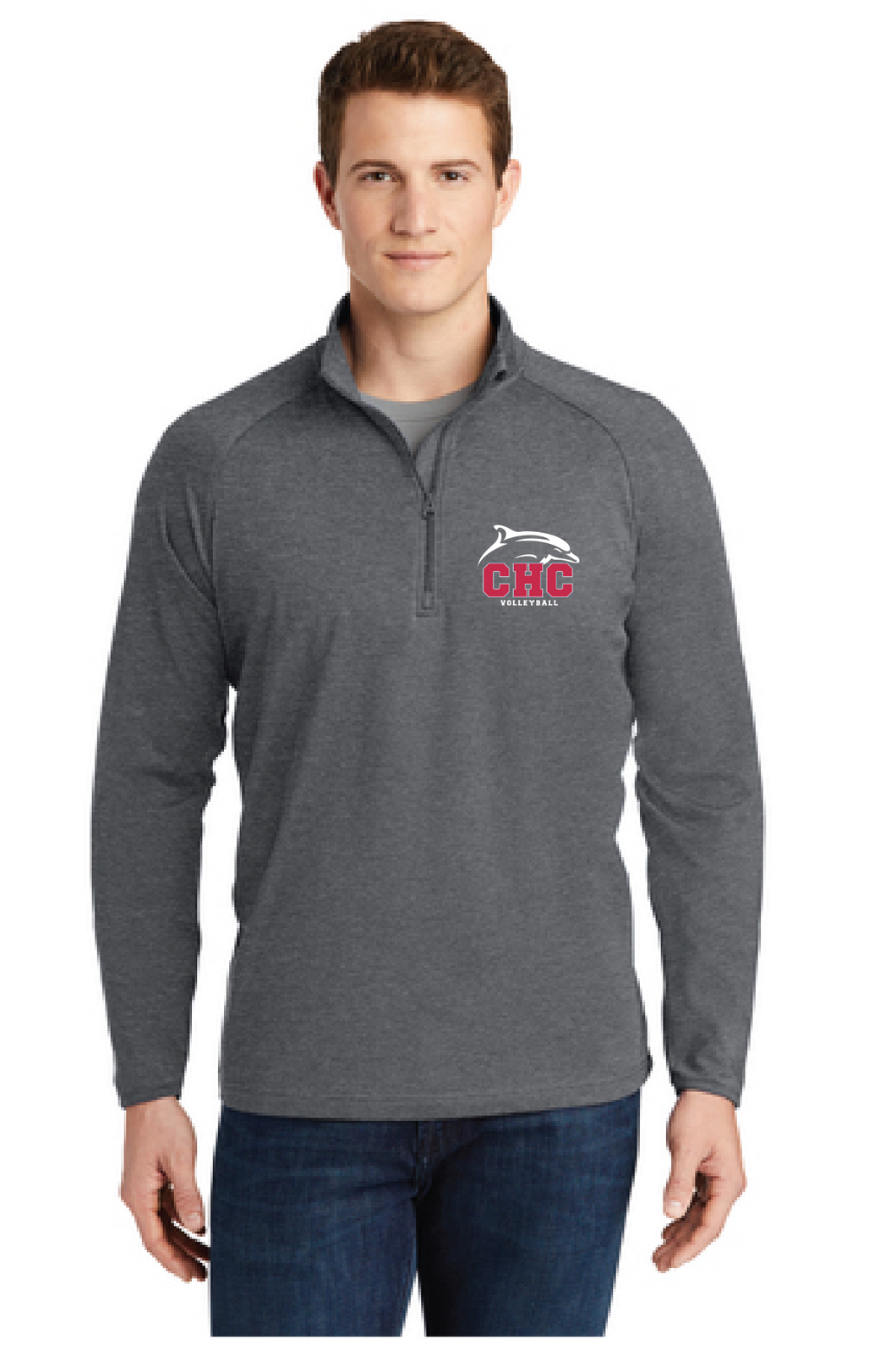 Stretch 1/2-Zip Pullover / Charcoal Grey Heather / Cape Henry Collegiate Volleyball