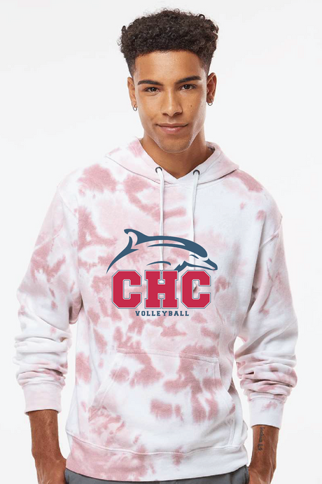 Tie-Dye Fleece Hooded Sweatshirt / Red / Cape Henry Collegiate Volleyball