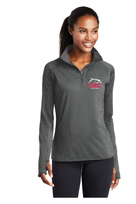 Ladies Stretch 1/2-Zip Pullover / Charcoal Grey Heather / Cape Henry Collegiate Volleyball