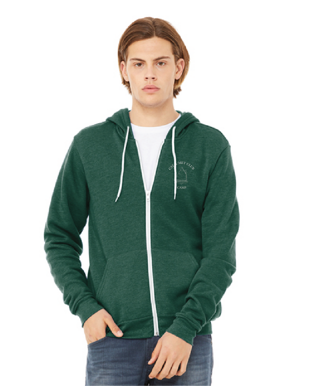 Unisex Sponge Fleece Full-Zip Hoodie / Heather Forest / Cataumet Club Camp