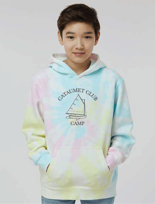 Youth Midweight Tie-Dye Hooded Pullover / Sunset Swirl / Cataumet Club Camp