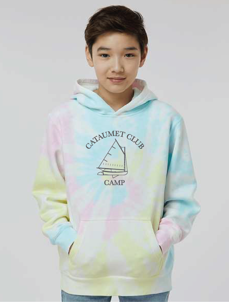 Youth Midweight Tie-Dye Hooded Pullover / Sunset Swirl / Cataumet Club Camp