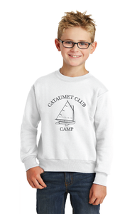 Youth Crewneck Sweatshirt / White / Cataumet Club Camp