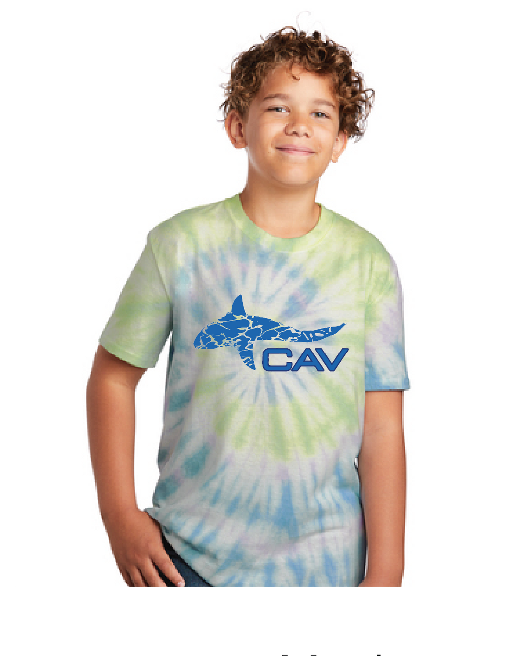 Youth Tie-Dye Tee / Water Color Spiral / Cavalier Golf and Yacht Club Swim Team