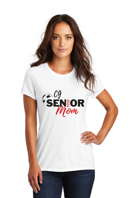 Senior Mom Ladies Tri-Blend Softstyle Tee / White / Center Grove High School Soccer