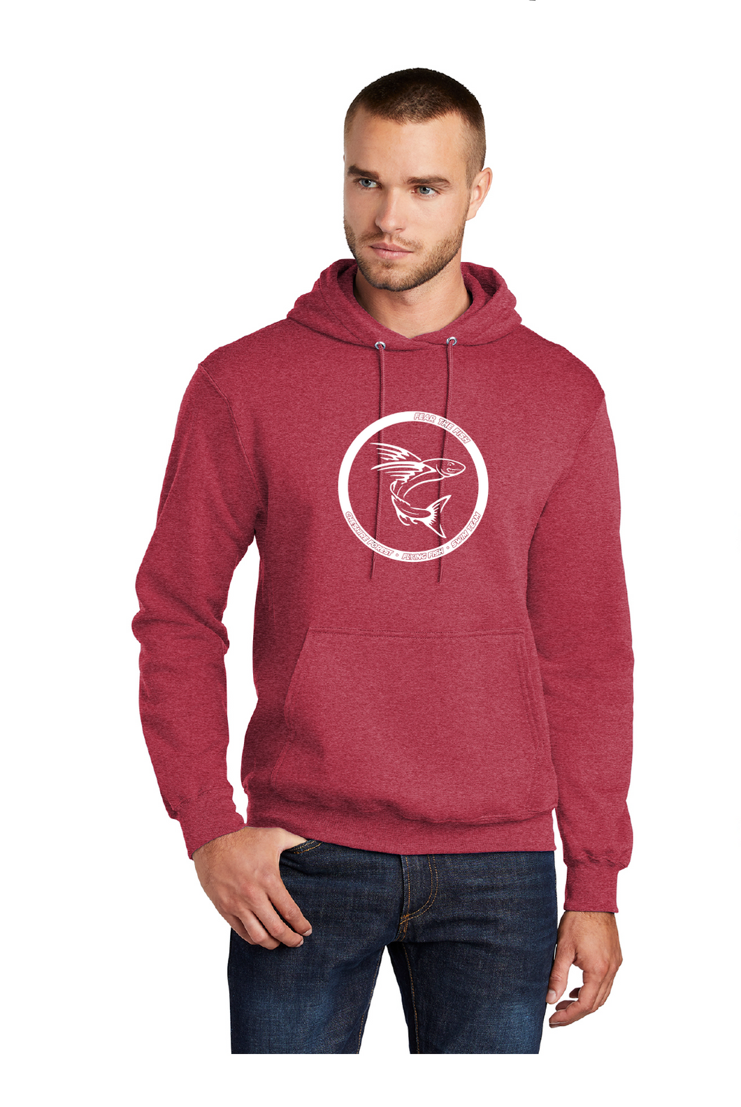 Core Fleece Pullover Hooded Sweatshirt / Heather Red / Cheshire Forest Swim Team