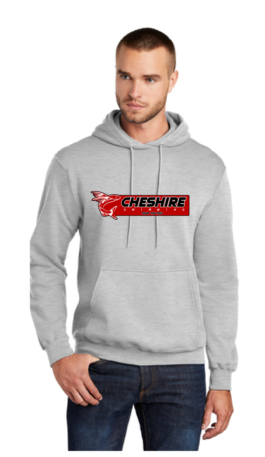 Core Fleece Pullover Hooded Sweatshirt / Athletic Heather / Cheshire Forest Swim Team