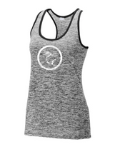 Ladies PosiCharge Electric Heather Racerback Tank / Black / Cheshire Forest Swim Team