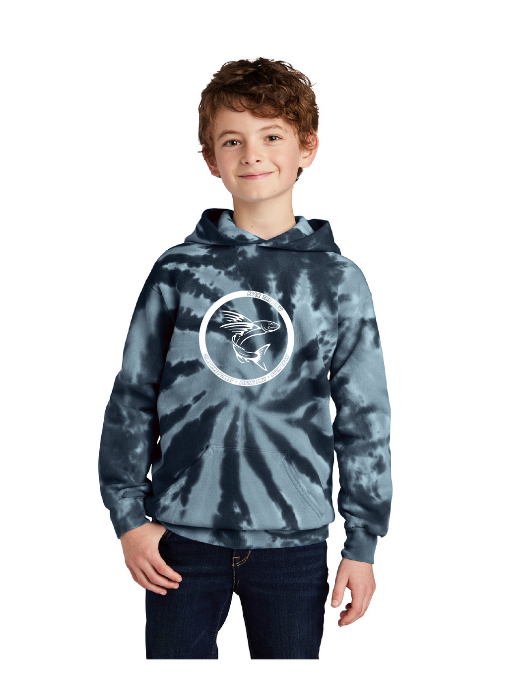 Youth Tie-Dye Pullover Hooded Sweatshirt / Black / Cheshire Forest Swim Team