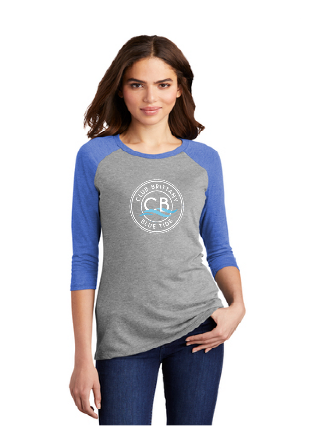 Women’s Perfect Tri 3/4-Sleeve Raglan / Royal Frost / Club Brittany Swim Team