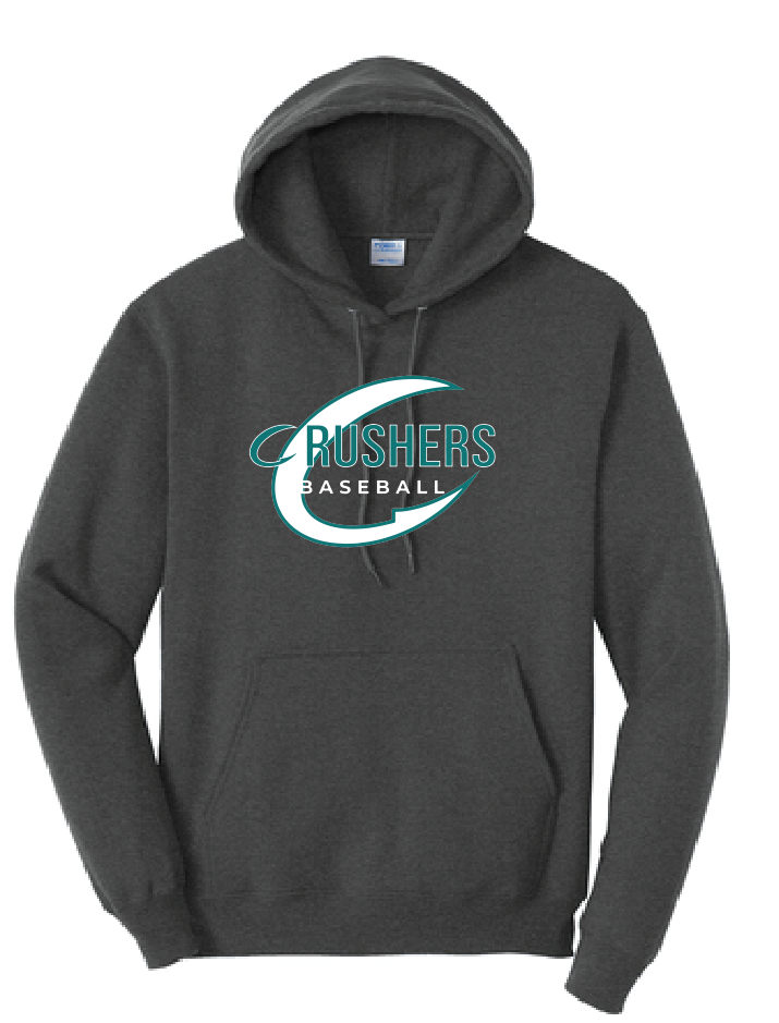 Fleece Pullover Hooded Sweatshirt (Youth & Adult) / Dark Heather Grey / Coastal Crushers Baseball