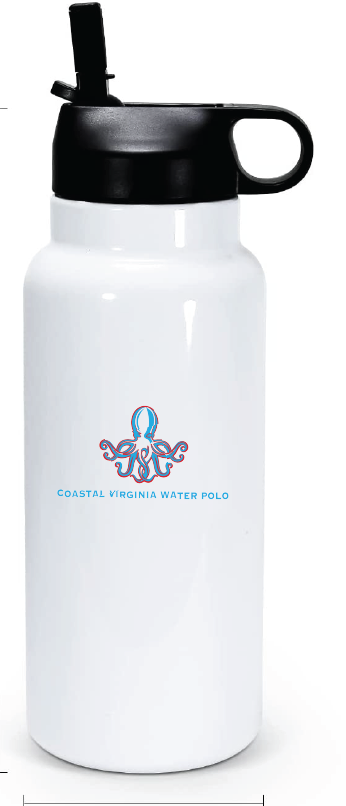 32oz Stainless Steel Water Bottle / White / Coastal Virginia Water Polo