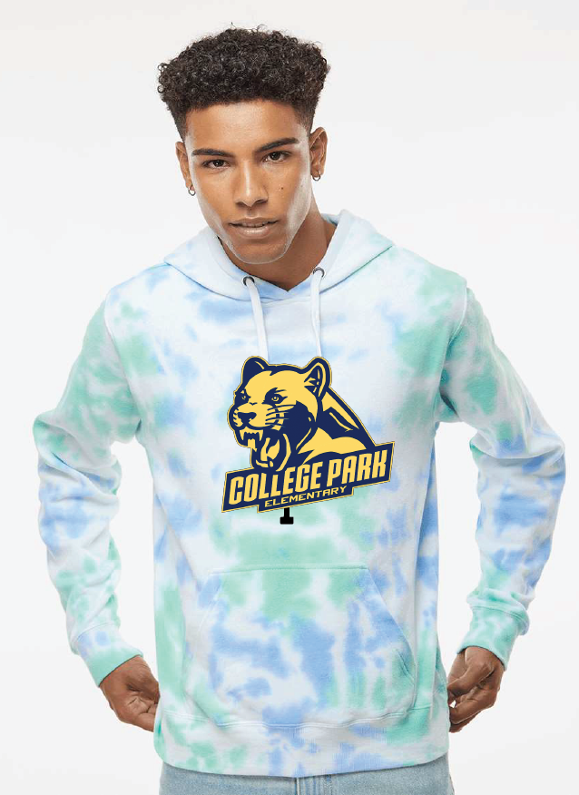 Tie-Dyed Fleece Hooded Sweatshirt / Lagoon Tie Dye / College Park Elementary