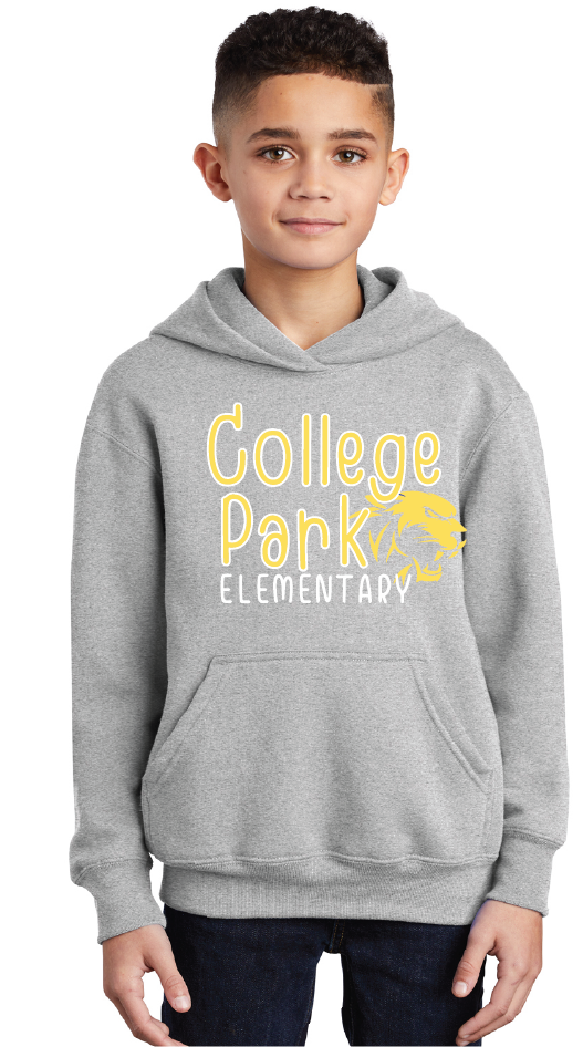Core Fleece Pullover Hooded Sweatshirt (Youth & Adult) / Ash / College Park Elementary