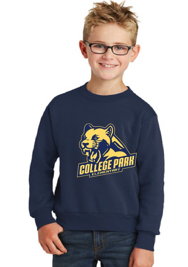 Core Fleece Crewneck Sweatshirt (Youth & Adult) / Navy / College Park Elementary