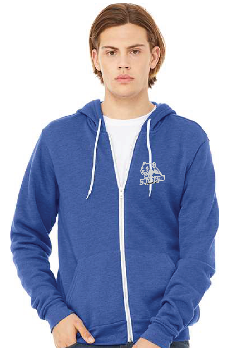 Unisex Sponge Fleece Full-Zip Hoodie / Royal / College Park Elementary School Staff