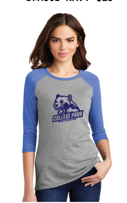 Women’s Softstyle Triblend 3/4-Sleeve Raglan / Royal / College Park Elementary School Staff