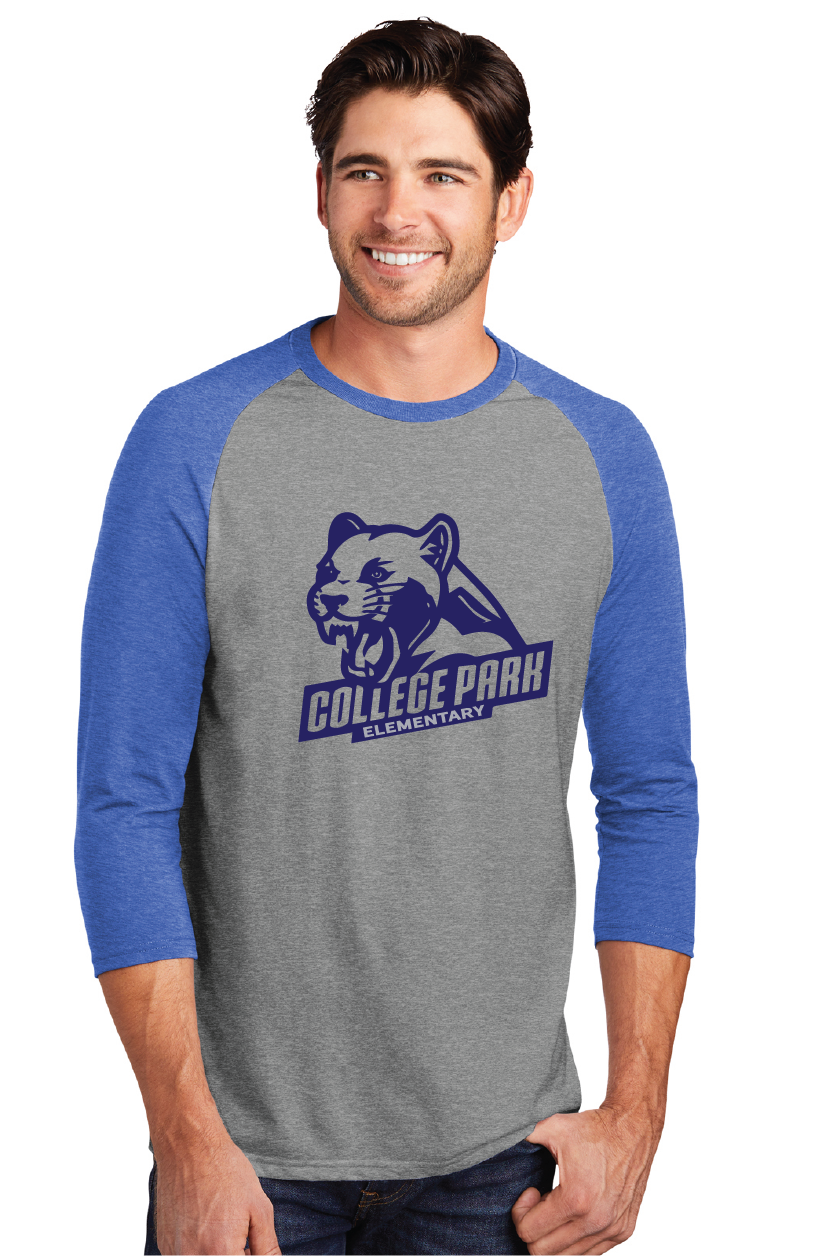 Unisex Softstyle 3/4-Sleeve Raglan / Royal / College Park Elementary School Staff