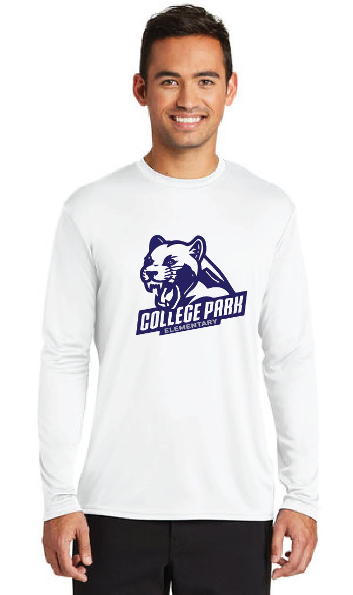 Long Sleeve Performance Tee / White / College Park Elementary School Staff