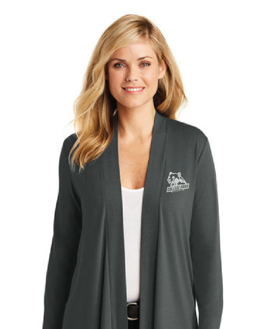 Ladies Concept Open Cardigan / Grey / College Park Elementary School Staff