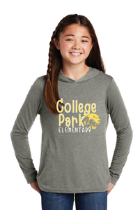 Long Sleeve T-shirt Hoodie (Youth & Adult) / Grey Frost / College Park Elementary