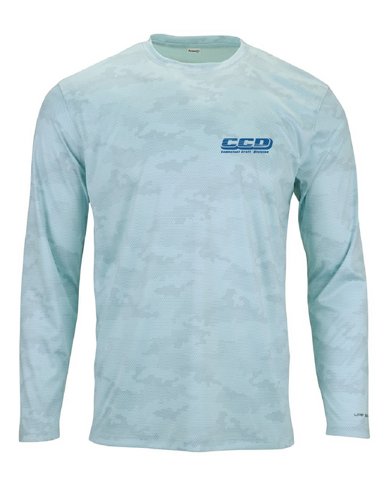 Performance UPF 50+ Camo Long Sleeve T-Shirt / Blue Mist / Combatant Craft Division
