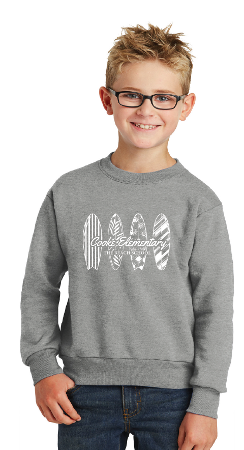 Fleece Crewneck Sweatshirt (Youth & Adult) / Athletic Heather / Cooke Elementary School