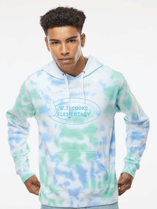 Tie-Dyed Fleece Hooded Sweatshirt / Lagoon Tie Dye / Cooke Elementary School