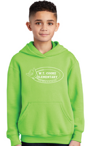 Fleece Pullover Hooded Sweatshirt (Youth & Adult) / Neon Green / Cooke Elementary School