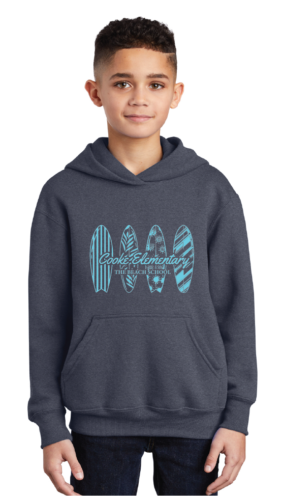 Core Fleece Pullover Hooded Sweatshirt (Youth & Adult) / Heather Navy / Cooke Elementary School