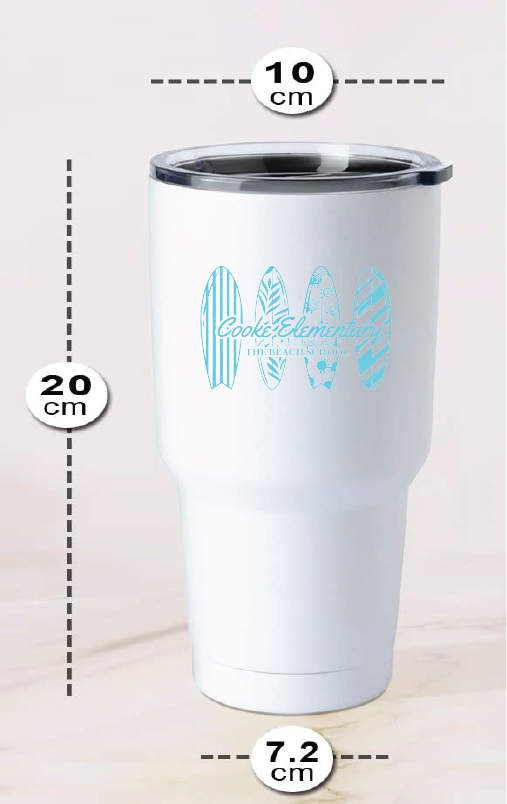 30oz Stainless Steel Tumbler / White / Cooke Elementary School