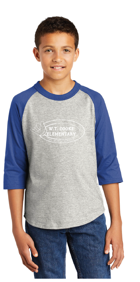 Youth Colorblock Raglan Jersey / Heather Grey & Royal  / Cooke Elementary School