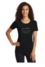 Ladies Long Sleeve Tri-Blend Wicking Scoop Neck Raglan Tee / Black / Cooke Elementary School Staff