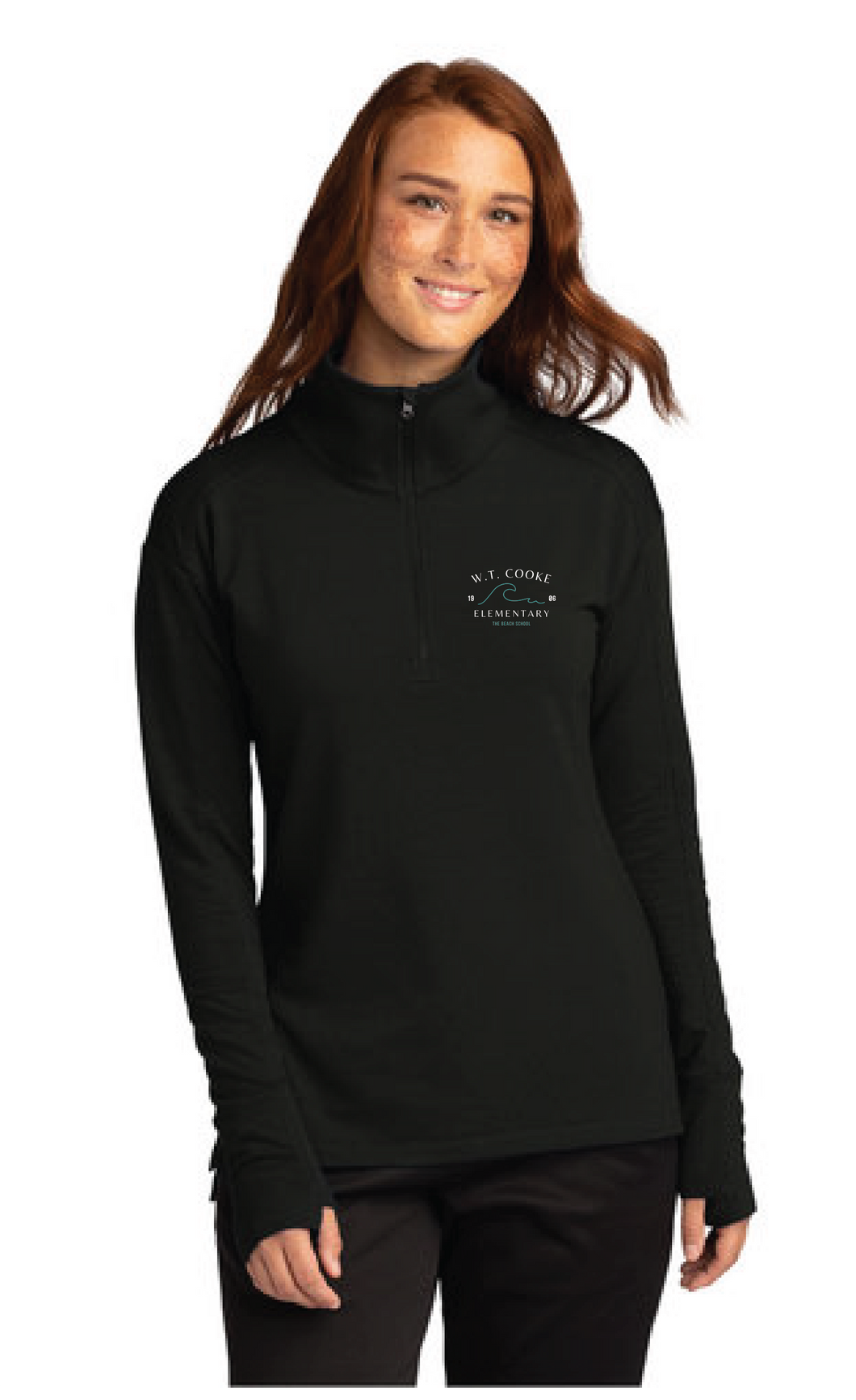 Ladies Flex Fleece 1/4-Zip / Black / Cooke Elementary School Staff