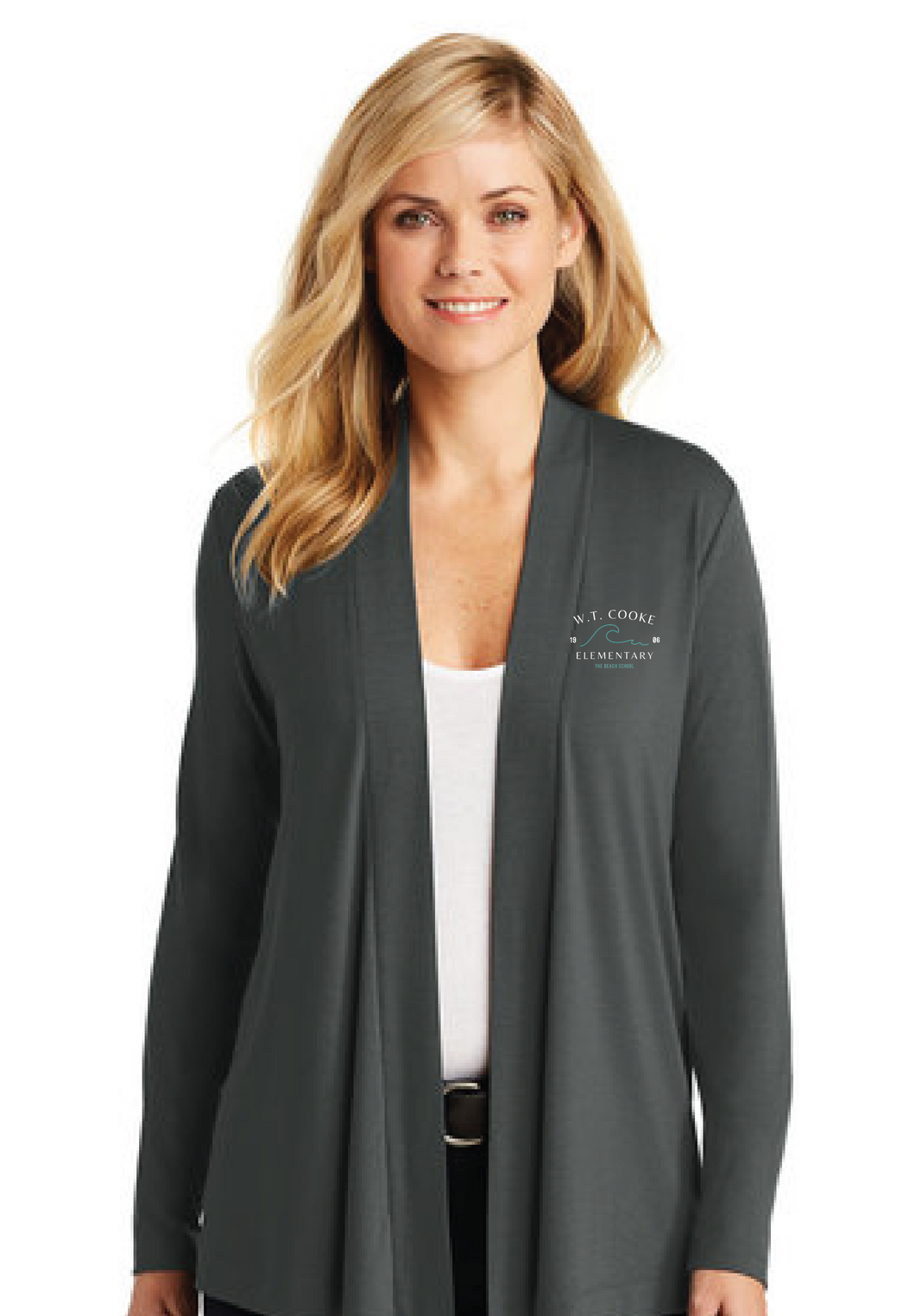 Ladies Concept Open Cardigan / Grey / Cooke Elementary School Staff