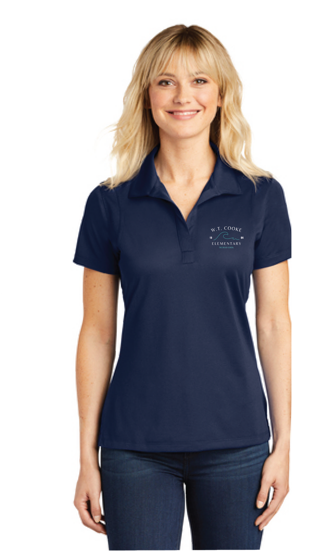 Ladies Micropique Polo / Navy / Cooke Elementary School Staff