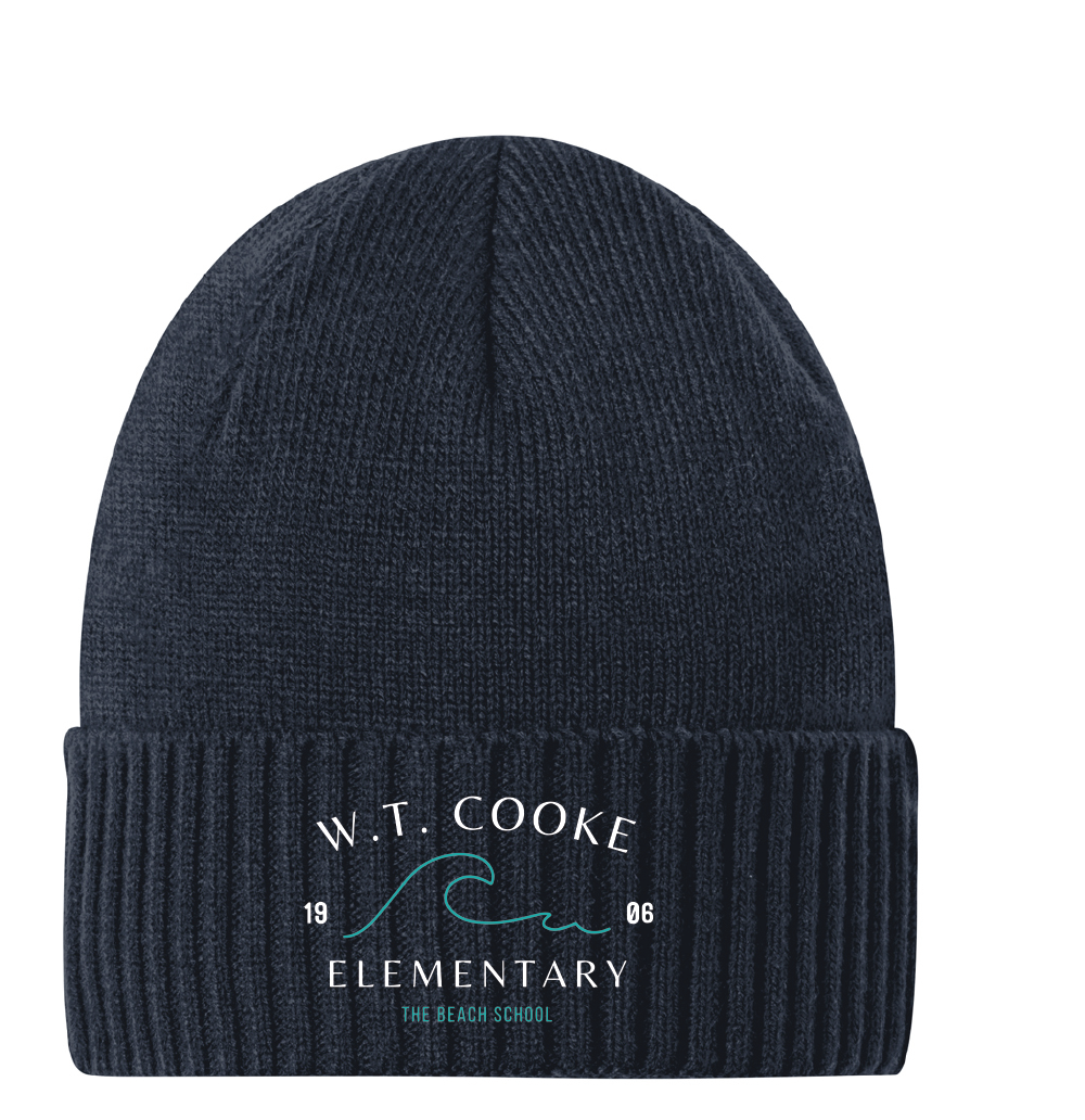 Rib Knit Cuff Beanie / Navy / Cooke Elementary School Staff